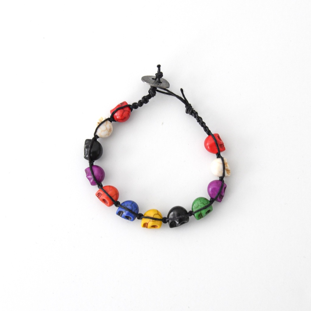Black Colored Skull Bracelet, Handmade, Handcrafted Jewelry, Holiday